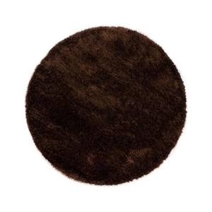 Tapeso Rond hoogpolig vloerkleed velvet - Posh donkerbruin - 80 cm