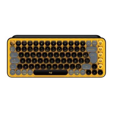 Logitech draadloos toetsenbord - mechanische POP-toetsen met aanpasbare emoji-toetsen, Bluetooth of USB, duurzaam compact ontwerp - geel