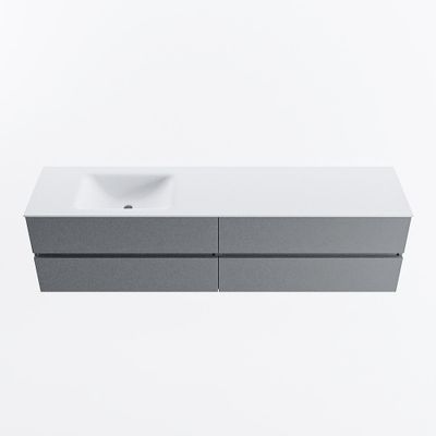 MONDIAZ VICA 190cm badmeubel onderkast Plata 4 lades. Wastafel CLOUD links zonder kraangat, kleur Talc.