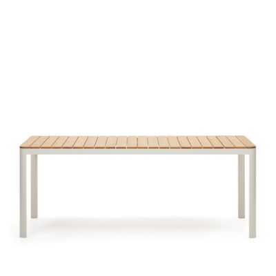 Kave Home Bona tuintafel 200x100 cm teak hout Wit