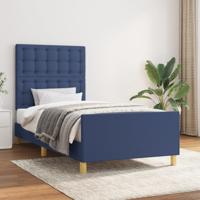 Bedframe met hoofdbord stof blauw 80x200 cm