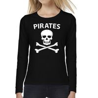 Dames fun text t-shirt long sleeve Pirates zwart 2XL  -