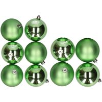 10x stuks kunststof kerstballen groen 8 en 10 cm