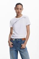T-shirt met geborduurde zin - WHITE - XL