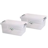 Urban Living Opberg box - 2x - 20 liter - 32 x 48 x 32cm - met deksel en clips - waterdicht
