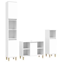 The Living Store Badmeubelset Wit - naam - Badmeubelset - 80 x 33 x 60 cm - Houten poten