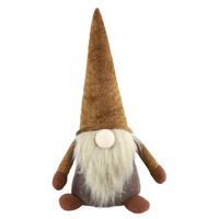 Countryfield pluche knuffel gnome/dwerg - decoratie pop -38 cm - bruin - Kerstman pop - thumbnail