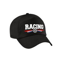 Racing / autosport supporter pet met finish vlag en Nederlandse kleuren zwart voor kinderen   - - thumbnail