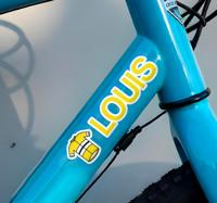 Gepersonaliseerd geel wielershirt fiets sticker