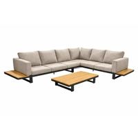 Funsui loungeset compleet coffee table aluminium black/teak armleuningen black/teak/flx bg Yoi - Yoi