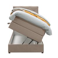 Leen Bakker - Boxspring Met Opbergruimte Liv Geruit - 90x200 Cm - Stof - Beige