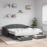 Slaapbank onderschuifbed en lades 90x190 cm stof donkergrijs