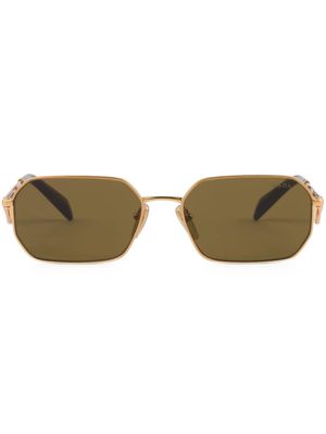 Prada Eyewear lunettes de soleil rectangulaires à logo triangle - Or