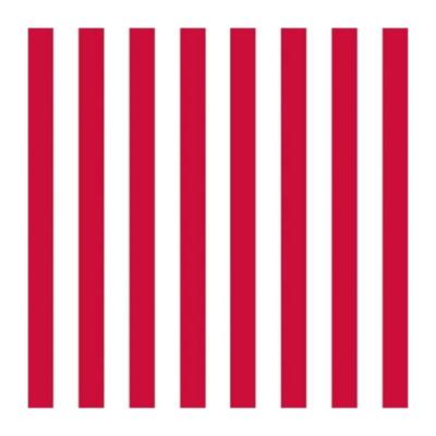 Servetten - 20x st - gestreept rood/wit - 33 x 33 cm - 3-laags - papier