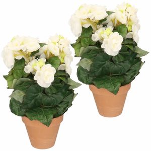 Set van 3x stuks kunstplanten Begonia in pot wit 30 cm