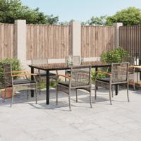 7-delige Tuinset met kussens poly rattan grijs