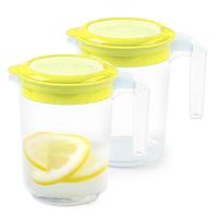 Sapkan / Schenkkan karaf met deksel - 2x - 1500 ml - groen - kunststof - met mix en navul dop