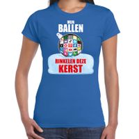 Rinkelende Kerstbal shirt / Kerst outfit Mijn ballen rinkelen deze Kerst blauw voor dames - thumbnail