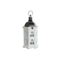 Lantaarn DKD Home Decor Verouderde afwerking Wit Donker grijs Hout Kristal 19 x 17 x 39 cm