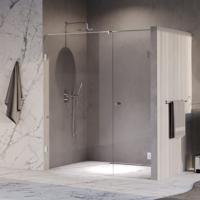 BRAUER Void Carving Nisdeur - 2-delig - 180x200cm - 70cm draaideur aan muur - glascoating - omkeerbaar - helder glas - Chroom GS-VOCN2H70110200CE
