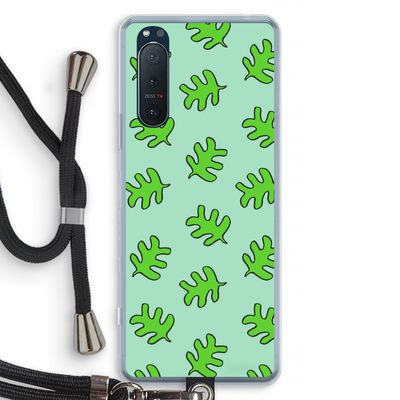 Groene blaadjes: Sony Xperia 5 II Transparant Hoesje met koord