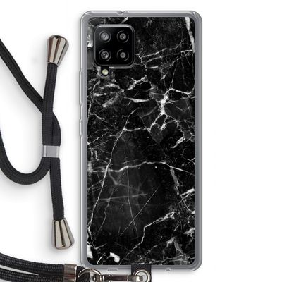 Zwart Marmer 2: Samsung Galaxy A42 5G Transparant Hoesje met koord