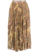 ETRO paisley-print pleated silk midi skirt - Tons neutres