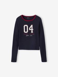 Cropped shirt met lange mouwen voor meisjes JONEN marineblauw