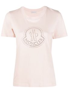 Moncler t-shirt en coton à logo orné de cristaux - Rose