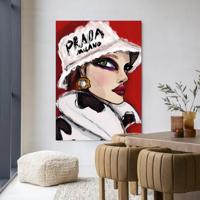 Urban Cotton Wandkleed 'Julie' 145 x 190cm in Frame - black