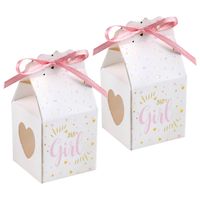 Santex cadeaudoosjes baby girl - Babyshower bedankje - 12x stuks - wit/roze - 4 cm - dochter - Cadeaudoosjes - thumbnail