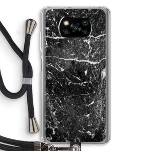 Zwart marmer: Xiaomi Poco X3 NFC Transparant Hoesje met koord