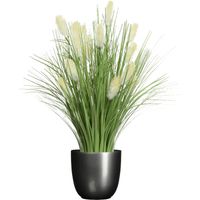 Kunstplant pampas gras - in pot antraciet grijs - keramiek - H70 cm - Kunstbloemen - thumbnail