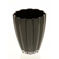Bloemvorm vaas - zwart - glas - H17 cm - Vazen