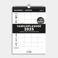 A4 Spiraal Familieplanner 2025 Zwart 4 Persoons - thumbnail