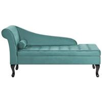 Beliani - PESSAC - Chaise longue - Groenblauw - Linkerzijde - Fluweel