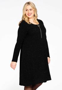 Yoek Jurk lurex met rits | Zwart | Maat 38/40