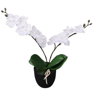 Kunst orchidee plant met pot 30 cm wit