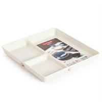 Plasticforte Vakjesborden - 1x stuks - ivoor wit - gourmetbord - 3-vaks - kunststof - 24 x 24 cm