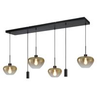 Masterlight Hanglamp Genua 4+2 lichts L 130 cm amber zwart
