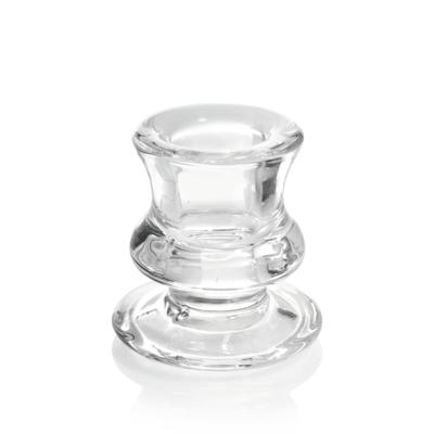 Kandelaar/kaarsenhouder voor dinerkaarsen - 6 cm - Glas - Transparant