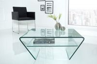 Moderne glazen salontafel FANTOME 70cm trapeziumvormig met transparante plank - 39054 - thumbnail