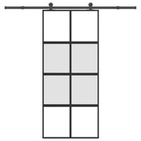 Schuifdeur met beslag 90x205 cm gehard glas en aluminium