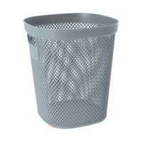 Afvalbak/vuilnisbak/kantoor prullenbak - kunststof met open structuur - lichtblauw - 12 liter - thumbnail