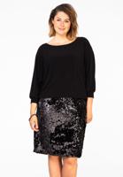 Yoek Jurk met pailletten | Zwart | Maat XL