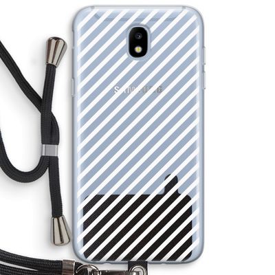 Strepen zwart-wit: Samsung Galaxy J5 (2017) Transparant Hoesje met koord