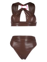 The Attico bikini en cuir artificiel - Marron