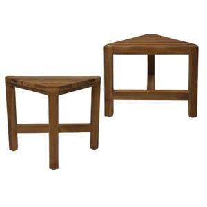 HSM - Decoratieve Hoek Krukjes - 38x20x32 - Naturel - Teak - Set van 2