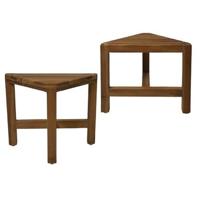 HSM - Decoratieve Hoek Krukjes - 38x20x32 - Naturel - Teak - Set van 2 - thumbnail