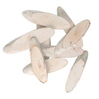 Othmar Decorations decoratie boomschijven - 20x stuks - white wash - 10 tot 12 cm